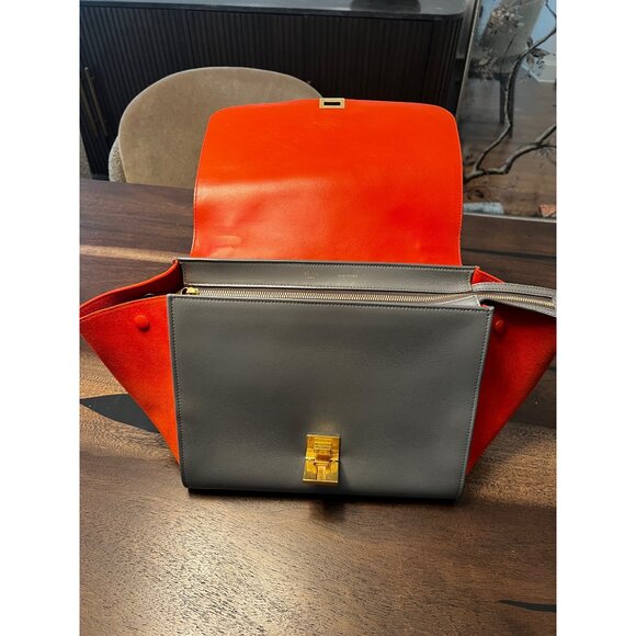 Céline Trapeze Two-Way Bag Tricolor Leather & Suede Handbag - Picture 4 of 16